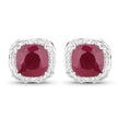 6.12 Carat Dyed Ruby, Ruby and White Topaz .925 Sterling Silver Earrings