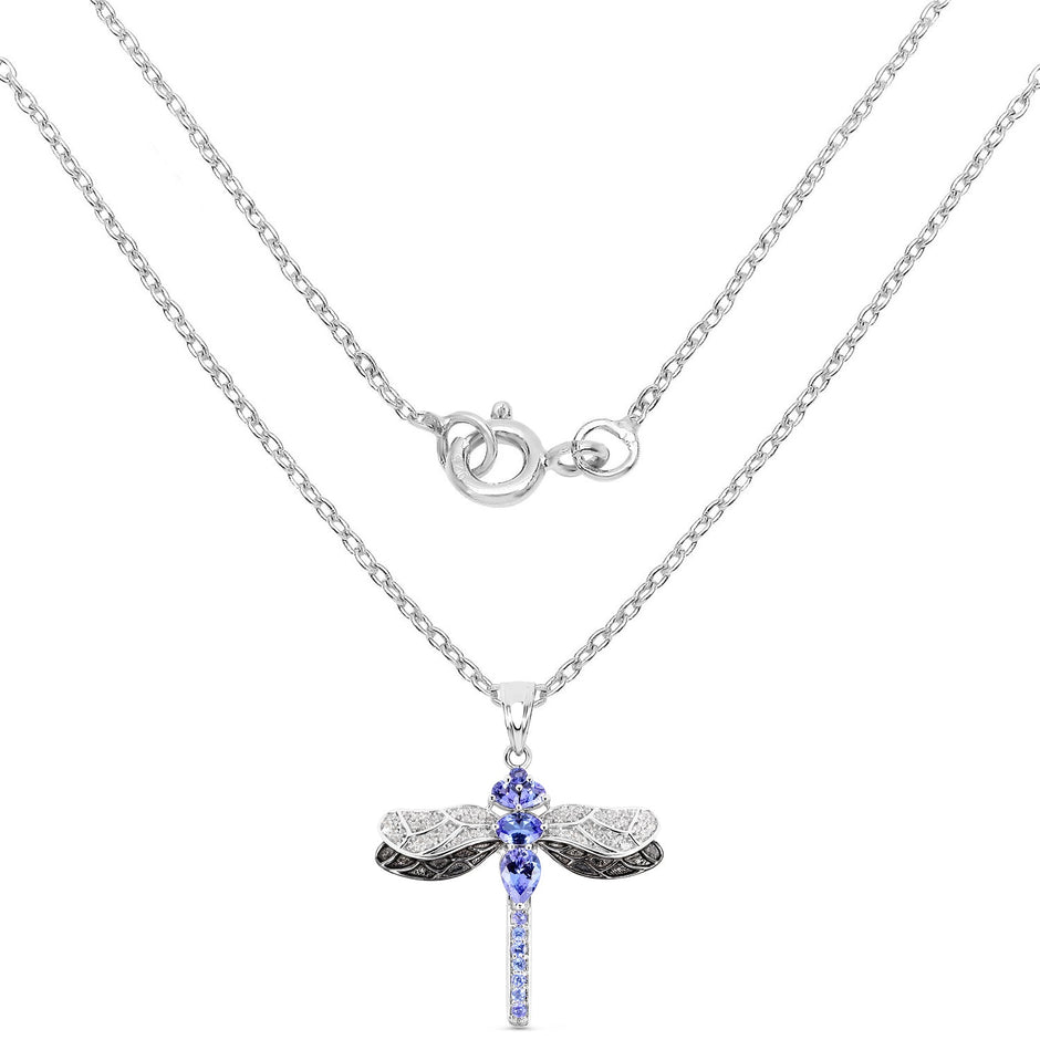 1.93 Carat Genuine Tanzanite and White Topaz .925 Sterling Silver Pendant