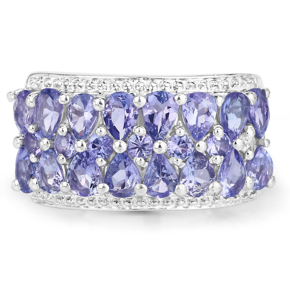 2.59 Carat Genuine Tanzanite .925 Sterling Silver Ring