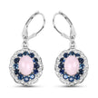 4.00 Carat Genuine Opal Pink, Blue Sapphire and White Topaz .925 Sterling Silver Earrings