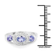 1.00 Carat Genuine Tanzanite and White Topaz .925 Sterling Silver Ring