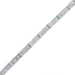 14K White Gold Princess-Cut white and Blue Diamond 3.00 cttw Fashion Link Bracelet (H-I Color, SI1-SI2 Clarity)