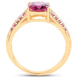 14K Yellow Gold Plated 3.32 Carat Genuine Rhodolite and White Topaz .925 Sterling Silver Ring