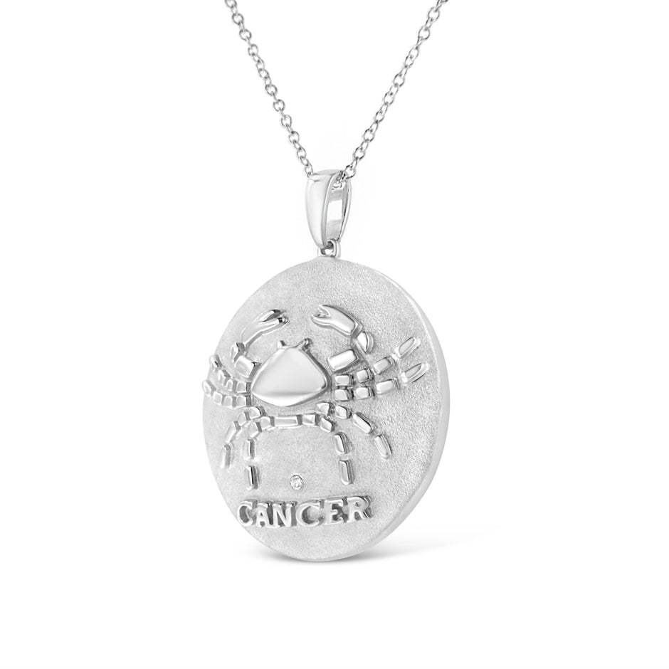 .925 Sterling Silver Diamond Accent Cancer Zodiac Design 18