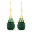 4.50 Carat Dyed Emerald and Emerald .925 Sterling Silver Earrings