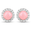1.36 Carat Genuine Pink Opal and White Topaz .925 Sterling Silver Earrings