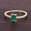 0.59 Carat Genuine Zambian Emerald and White Diamond 14K Yellow Gold Ring