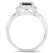 1.90 Carat Genuine Chrome Diopside and White Topaz .925 Sterling Silver Ring