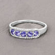 0.61 Carat Genuine Tanzanite and White Diamond 14K White Gold Ring