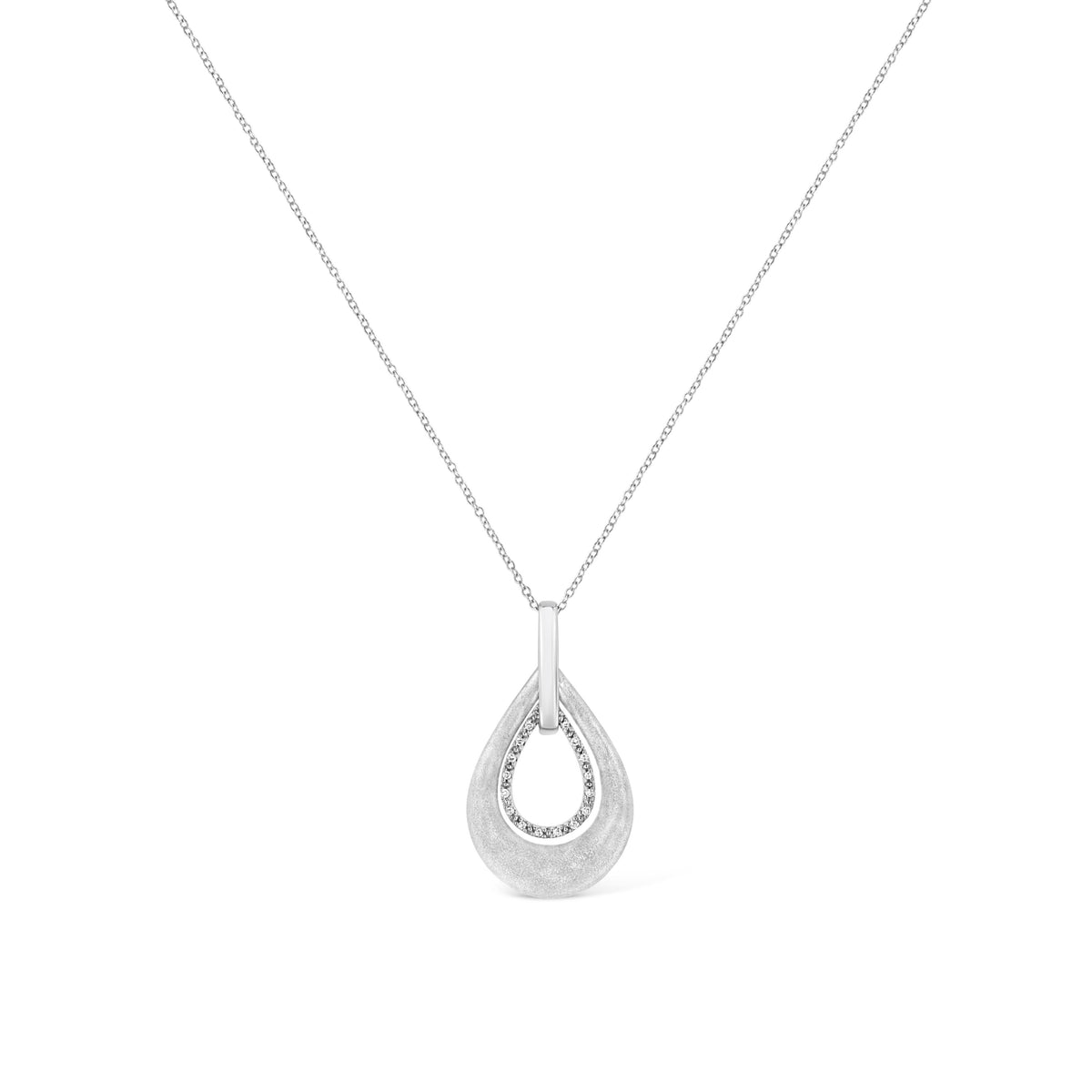 .925 Sterling Silver Prong-Set Diamond Accent Fashion Double Drop Design 18