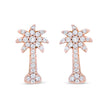 10K Rose Gold 1/4 Cttw Diamond Palm Tree Push Back Stud Earrings (H-I Color, I1-I2 Clarity)