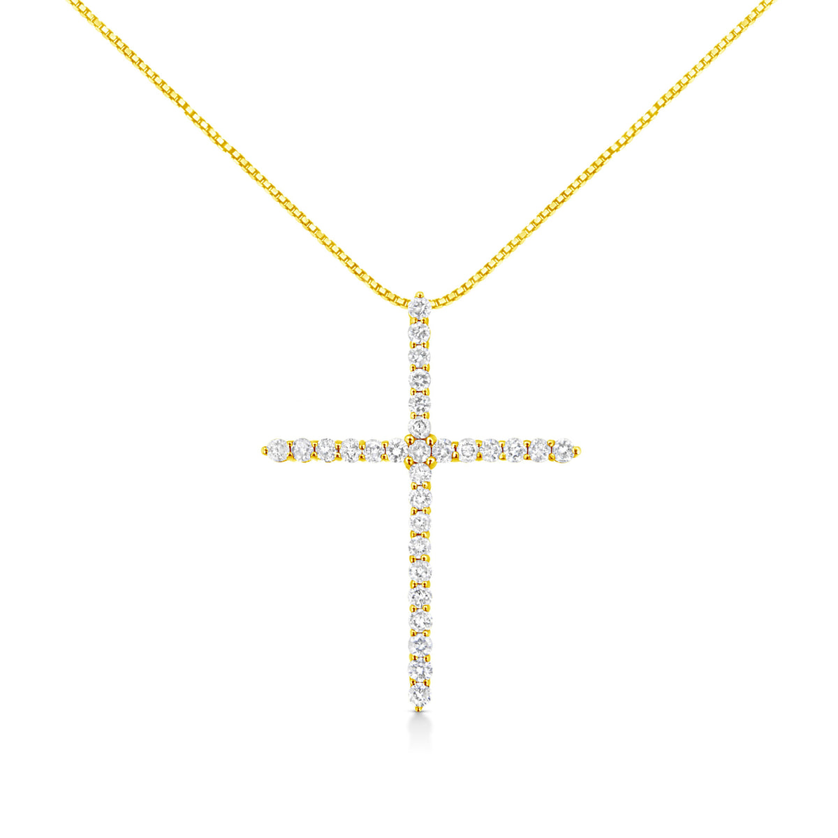 10K Yellow Gold 3.00 cttw Round-Cut Diamond Cross 18