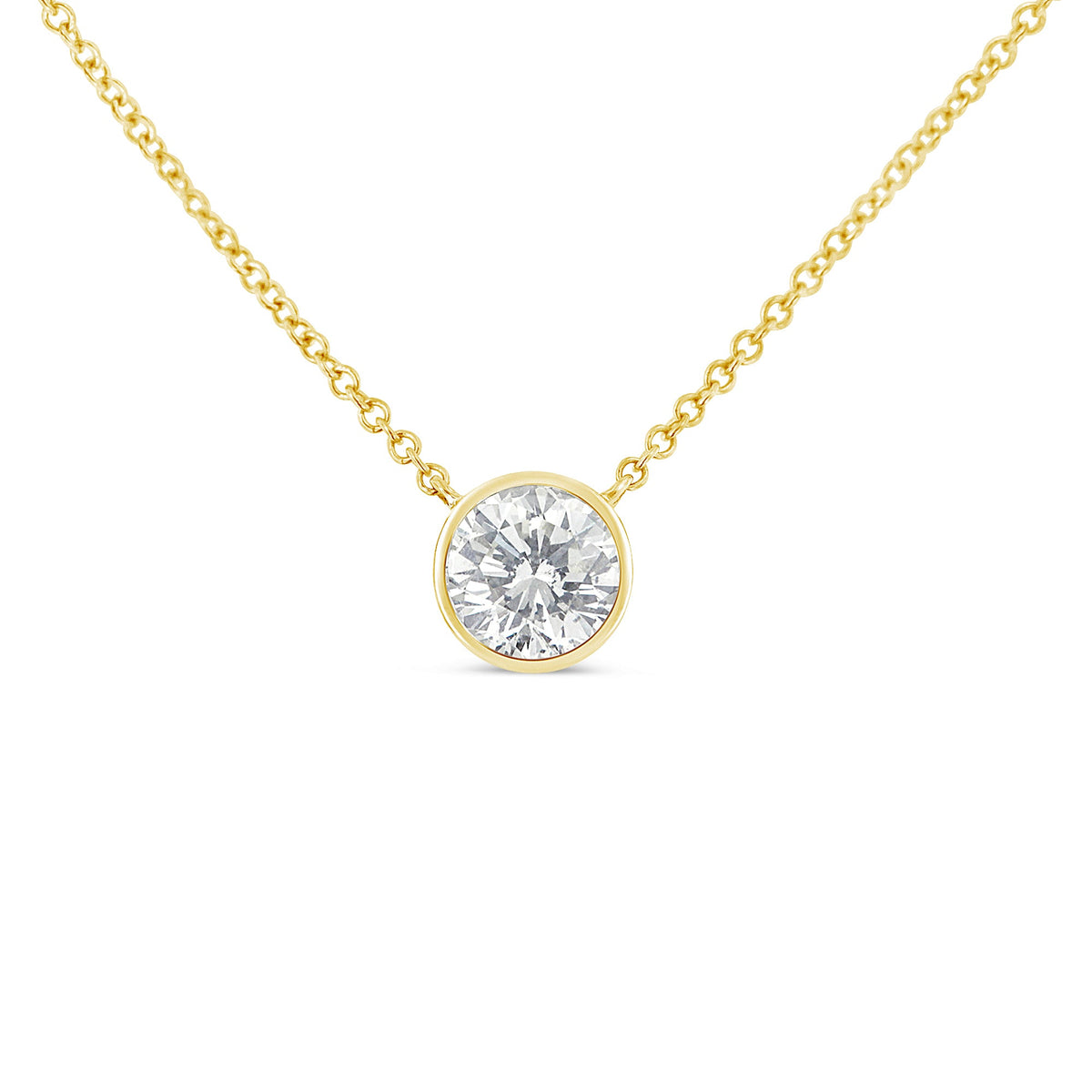 10K Yellow Gold 1/3 Carat Round Brilliant-Cut Diamond Modern Bezel-Set Solitaire 16