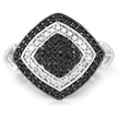 0.56 Carat Genuine White Diamond and Black Diamond .925 Sterling Silver Ring