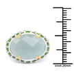 Two Tone Plated 9.12 Carat Genuine Milky Aquamarine and Chrome Diopside .925 Sterling Silver Ring