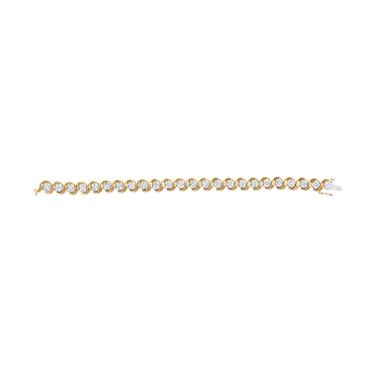 10K Yellow Gold 4.00 Cttw Round-Cut Diamond Floral Link 7.5