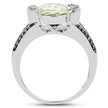 3.59 Carat Genuine Green Amethyst, Green Diamond & White Diamond .925 Sterling Silver Ring