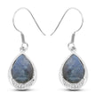 9.13 Carat Genuine Labradorite And White Topaz .925 Sterling Silver Earrings
