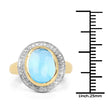 14K Yellow Gold Plated 6.70 Carat Genuine Blue Topaz .925 Sterling Silver Ring