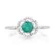 0.55 Carat Genuine Zambian Emerald and White Diamond 14K White Gold Ring
