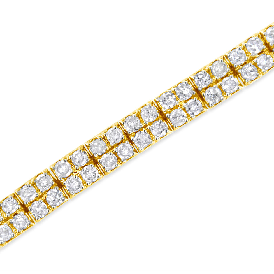14K Yellow Gold Plated .925 Sterling Silver 3.0 Cttw Diamond Link Bracelet (K-L Color, I2-I3 Clarity) - 7.25