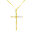 10K Yellow Gold Plated .925 Sterling Silver 3.0 Cttw Prong-Set Round Brilliant Cut Diamond Cross 18