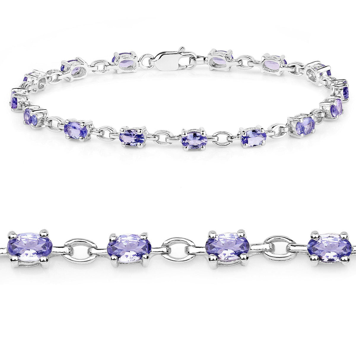 3.12 Carat Genuine Tanzanite .925 Sterling Silver Bracelet