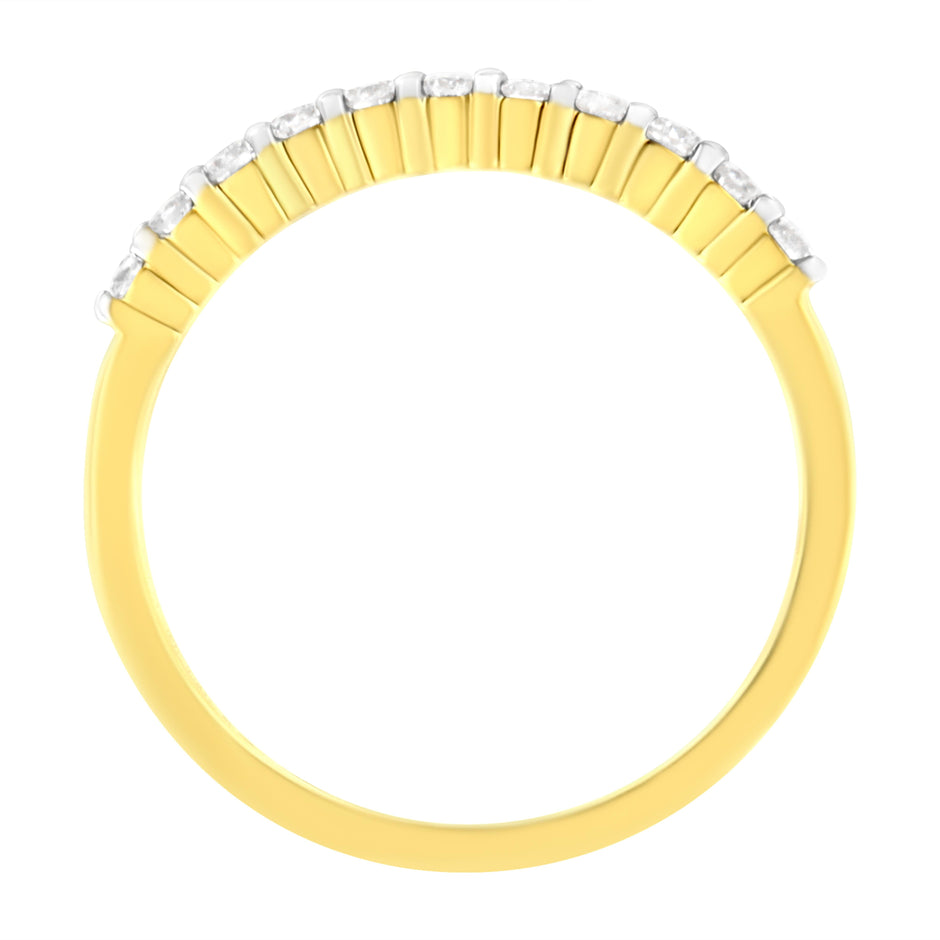 IGI Certified 1/4 Cttw Diamond 10K Yellow Gold Prong Set Fluted Band Style Ring (I-J Color, I2-I3 Clarity) - Size 7