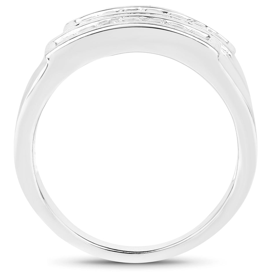 0.70 Carat Genuine White Sapphire .925 Sterling Silver Ring