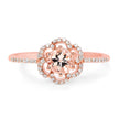 0.54 Carat Genuine Morganite and White Diamond 14K Rose Gold Ring