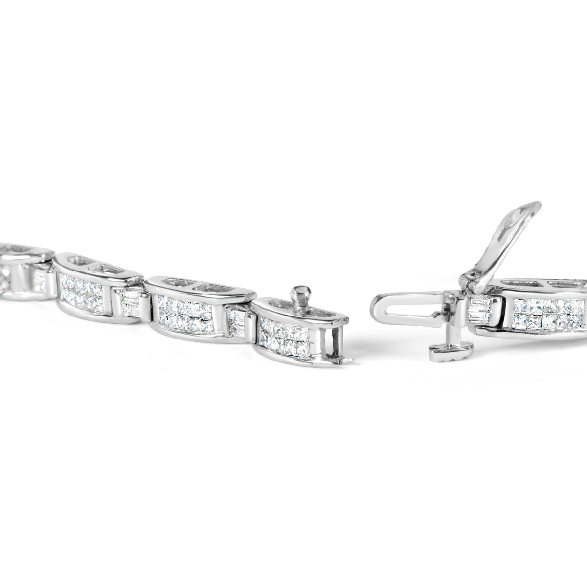 14K White Gold 2.0 Cttw Baguette and Princess-Cut Diamond Tennis Bracelet (H-I Color, SI1-SI2 Clarity) - 7