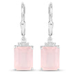 6.23 Carat Genuine Rose Quartz and White Topaz .925 Sterling Silver Earrings