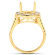 0.42 Carat Genuine White Diamond 14K Yellow Gold Semi Mount Ring - holds 11x9mm Oval Gemstone