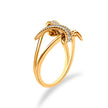 14K Yellow Gold Plated .925 Sterling Silver 1/4 Cttw Diamond Interlocking Bypass Ring (I-J Color, I1-I2 Clarity) - Size 7