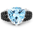 5.49 Carat Genuine Blue Topaz and Black Spinel .925 Sterling Silver Ring