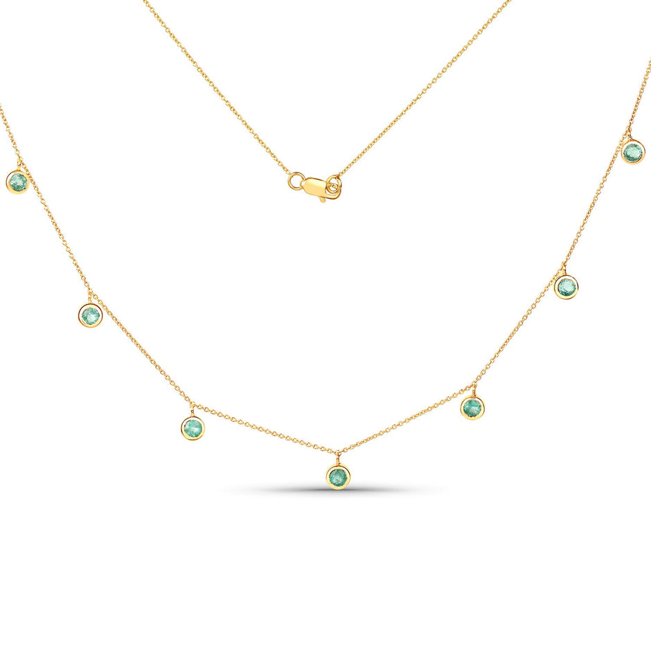 0.90 Carat Genuine Zambian Emerald 10K Yellow Gold Necklace