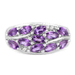 1.67 Carat Genuine  Amethyst and White Topaz .925 Sterling Silver Ring