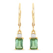 1.28 Carat Genuine Green Tourmaline and White Diamond 14K Yellow Gold Earrings