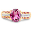 14K Yellow Gold Plated 3.32 Carat Genuine Rhodolite and White Topaz .925 Sterling Silver Ring
