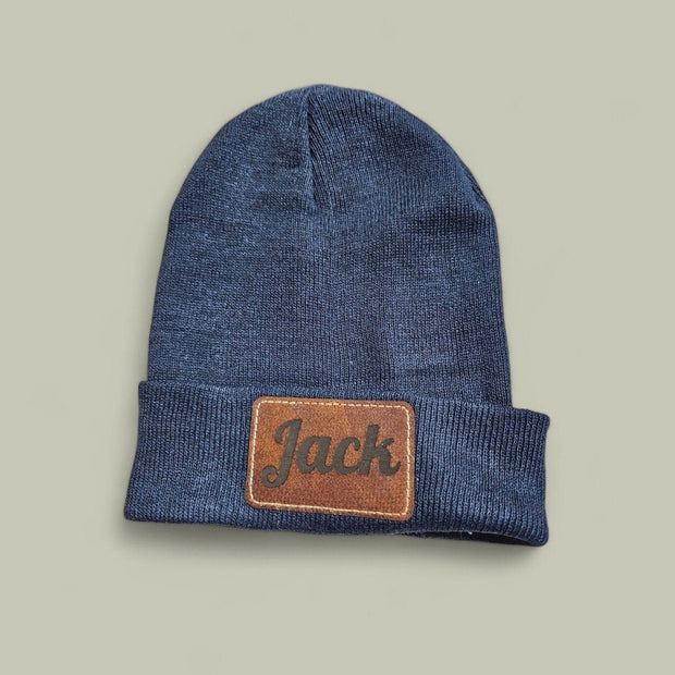 Custom Beanie with Laser - Engraved Leatherette Patch – Stylish & Warm Personalized Winter Accessory - Hats - Custom Crafting Alliance, LLC