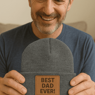 Custom Beanie with Laser - Engraved Leatherette Patch – Stylish & Warm Personalized Winter Accessory - Hats - Custom Crafting Alliance, LLC