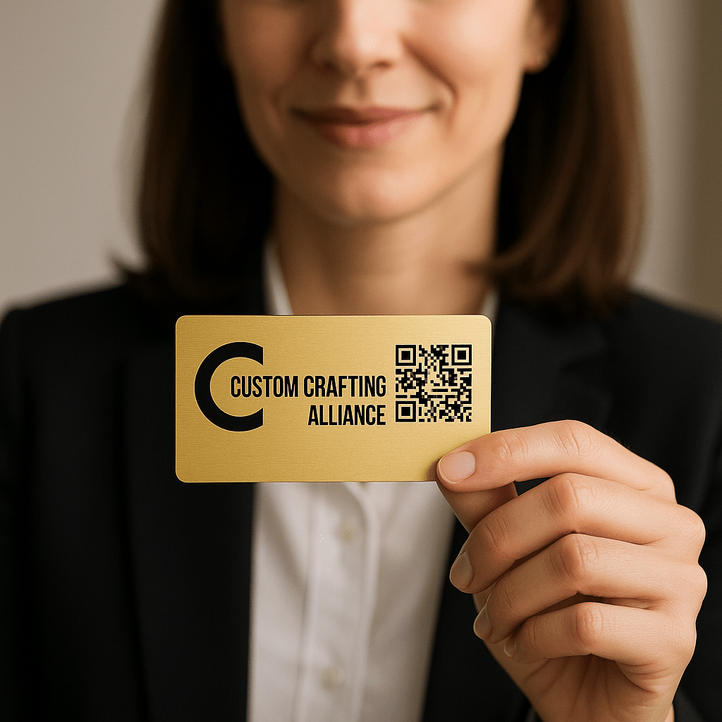 Custom Engraved Metal Business Cards – Aluminum (100 pcs) – Laser Engraved for Corporate Branding - Custom Crafting Alliance, LLC