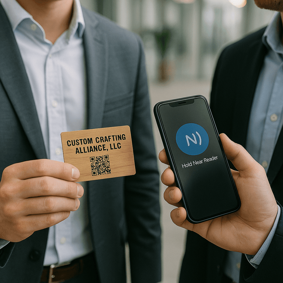 Custom Engraved Real Wood NFC Cards – 5 Premium Wood Types – Custom Digital Business Cards (Ntag213) - Business Card - Custom Crafting Alliance, LLC