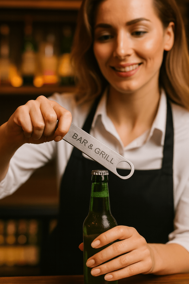 Custom Engraved Stainless Steel Bottle Opener – Professional Bar Blade - Cocktail Shakers & Tools - Custom Crafting Alliance, LLC