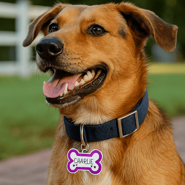 Custom Glitter Pet ID Tag – Personalized Dog & Cat Collar Name Tag with Engraving - Custom Crafting Alliance, LLC