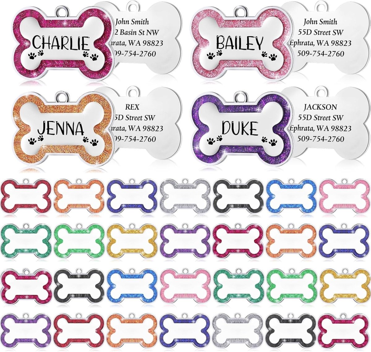 Custom Glitter Pet ID Tag – Personalized Dog or Cat Name Tag with Engraving – Fun Shapes & Colors – Lightweight, Durable Pet Safety Accessory - Pet - Custom Crafting Alliance, LLC
