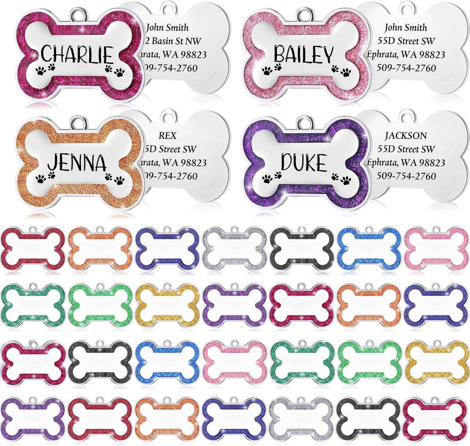 Custom Glitter Pet ID Tag – Personalized Dog or Cat Name Tag with Engraving – Fun Shapes & Colors – Lightweight, Durable Pet Safety Accessory - Pet - Custom Crafting Alliance, LLC