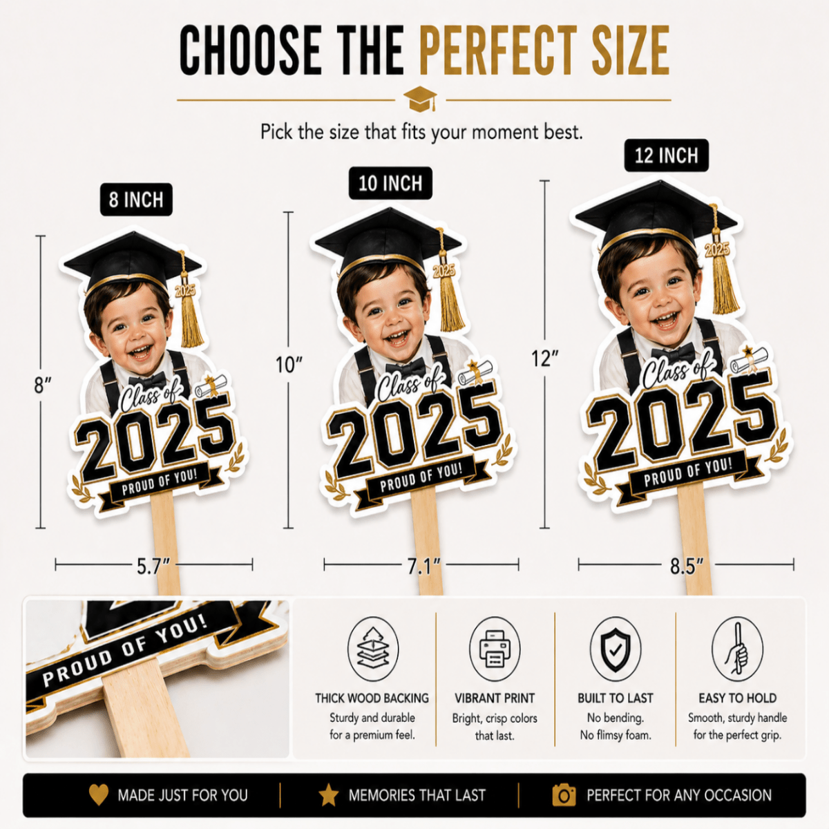 Custom Graduation Photo Prop – Then & Now Personalized Baby Photo Sign - Signs - Custom Crafting Alliance, LLC