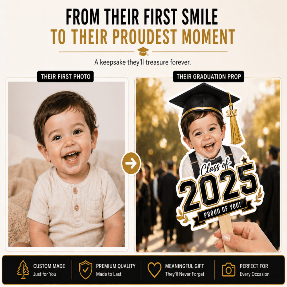 Custom Graduation Photo Prop – Then & Now Personalized Baby Photo Sign - Signs - Custom Crafting Alliance, LLC