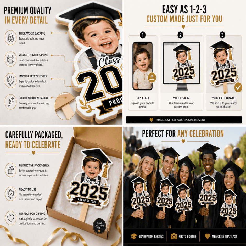 Custom Graduation Photo Prop – Then & Now Personalized Baby Photo Sign - Signs - Custom Crafting Alliance, LLC